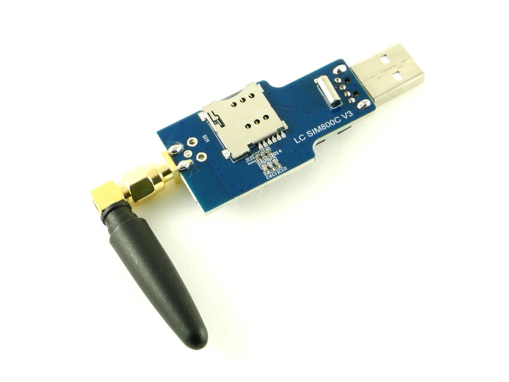 Модуль GSM/GPRS связи SIM800C с USB, Bluetooth, SMA