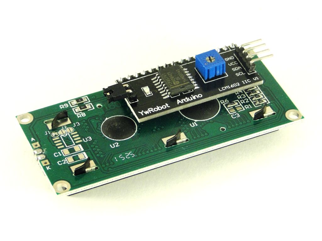 Дисплей ЖК 16х2 (1602), I2C, жёлто-зелёный фон |