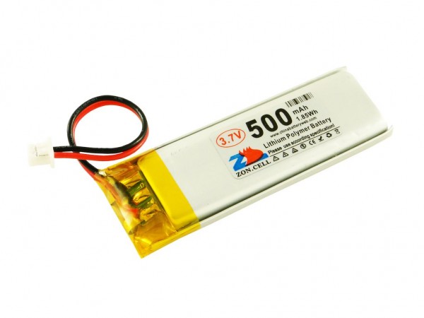 Аккумулятор LiPo 500 мАч, 3.7В, с разъемом MX1.25, 501646