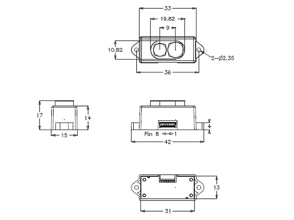 Оптический дальномер LIDAR07-100W, L=12м