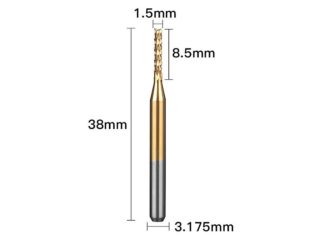 Концевая рашпильная фреза (кукуруза) TiN D=1.5мм, S=3.175мм