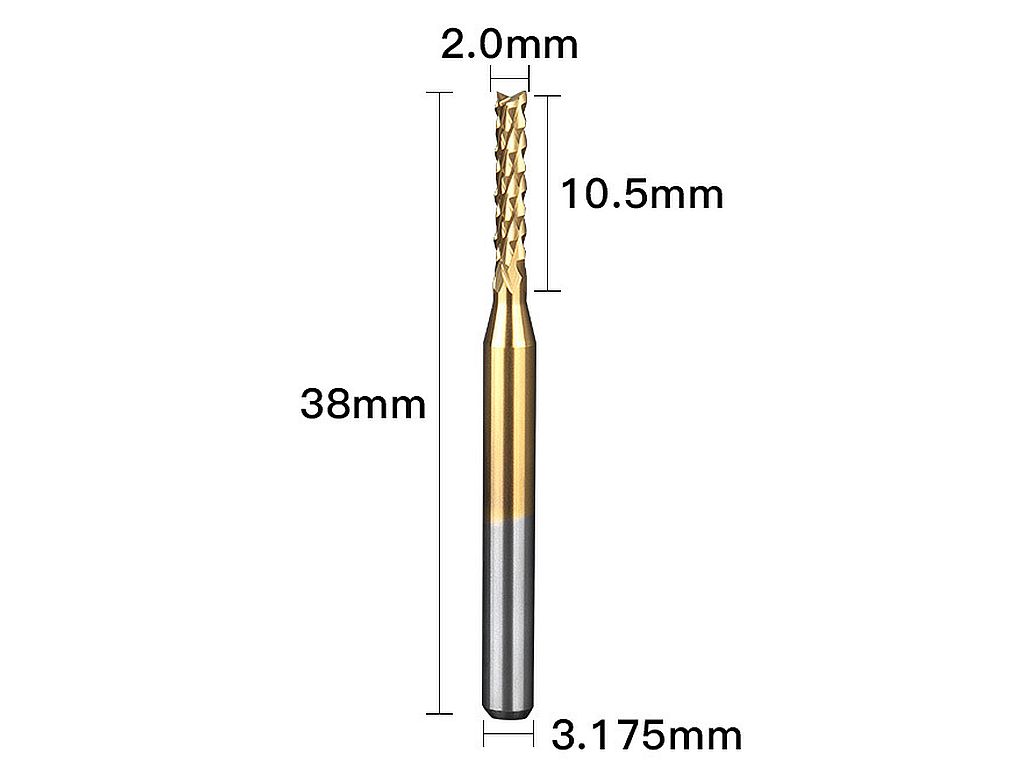 Концевая рашпильная фреза (кукуруза) TiN D=2мм, S=3.175мм