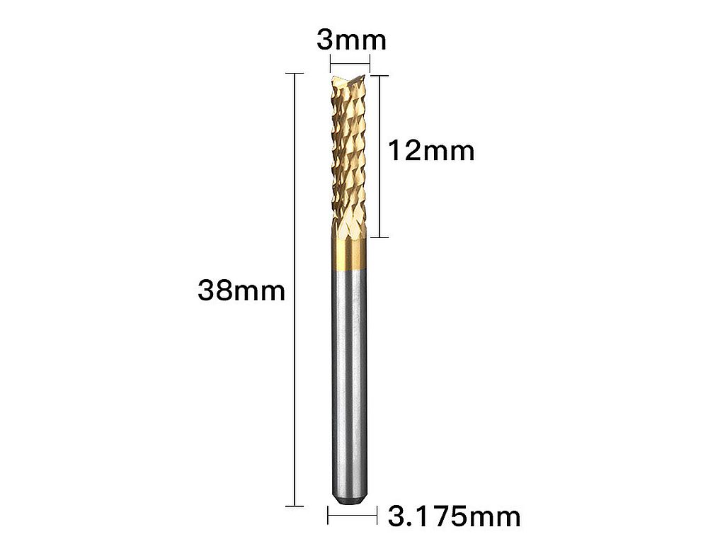 Концевая рашпильная фреза (кукуруза) TiN D=3мм, S=3.175мм