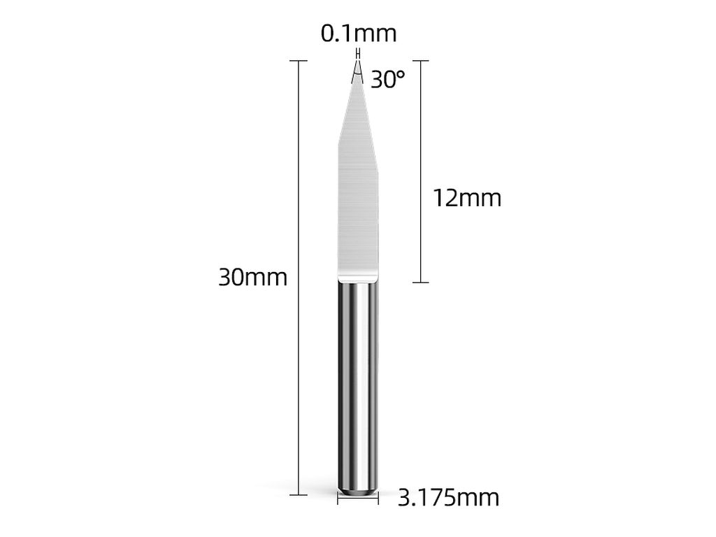 Гравёрная фреза d=0.1мм, a=30, S=3.175мм